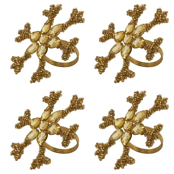 Beaded Napkin Rings With Snowflake Design (Set of 4)