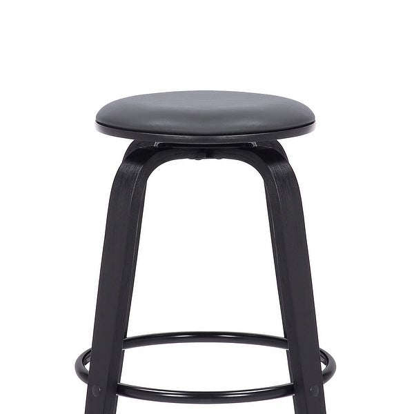 Harbor Backless Swivel Wood and Faux Leather Counter or Bar Stool