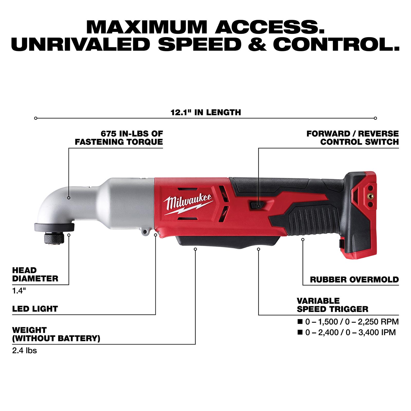 Milwaukee Tool 2667-20 Milwaukee M18 Cordless 2-Speed Right Angle Impact Drivers