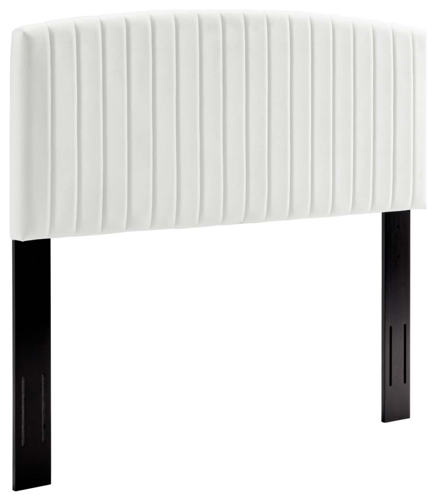 Rebecca Performance Velvet Twin Headboard   White   Contemporary   Headboards   by Trio Supply House  Houzz