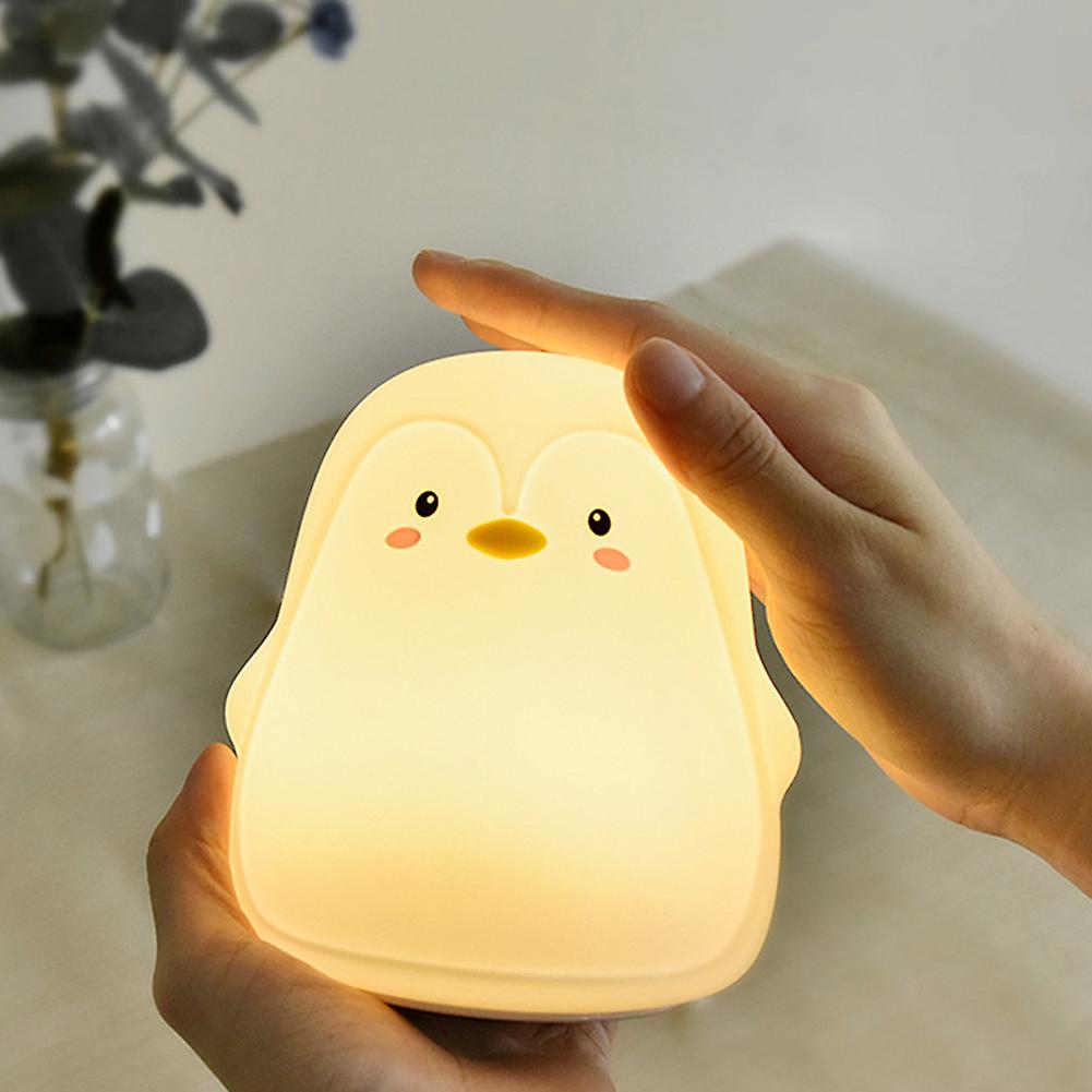 Silicone Colorful Cute Penguin Usb Charging Led Night Light Lamp For Bedroom Bedsidewhite