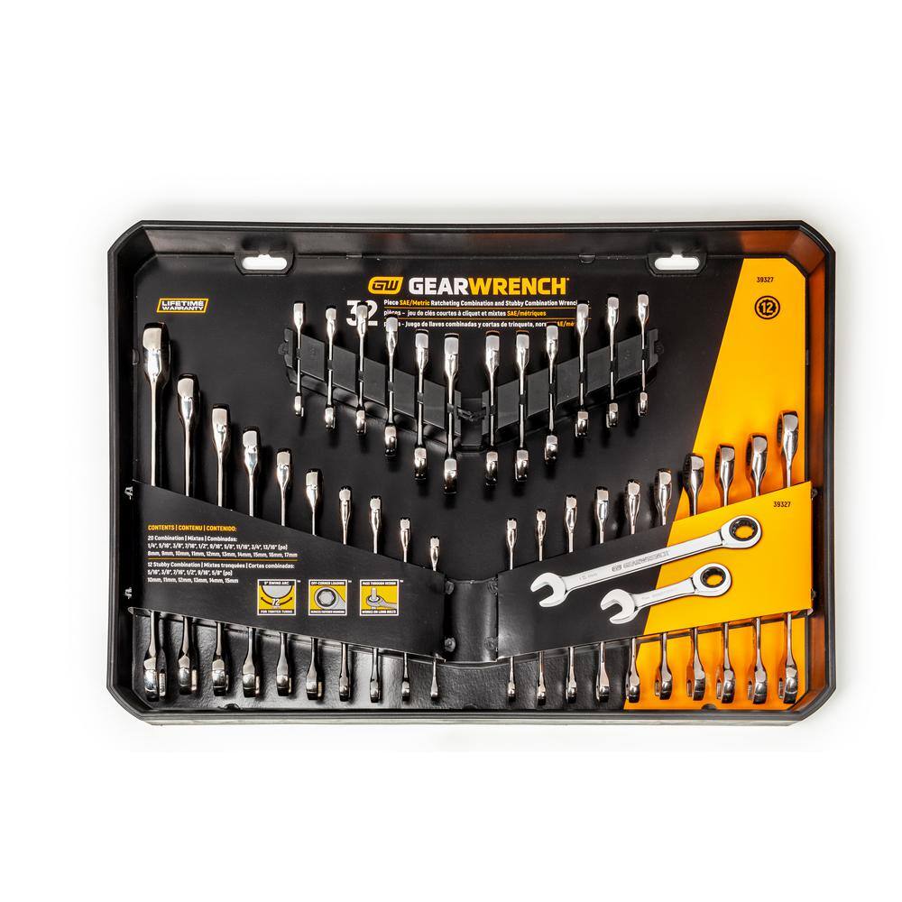 GEARWRENCH SAEMetric 72-Tooth Combination Ratcheting Wrench Tool Set (32-Piece) 39327