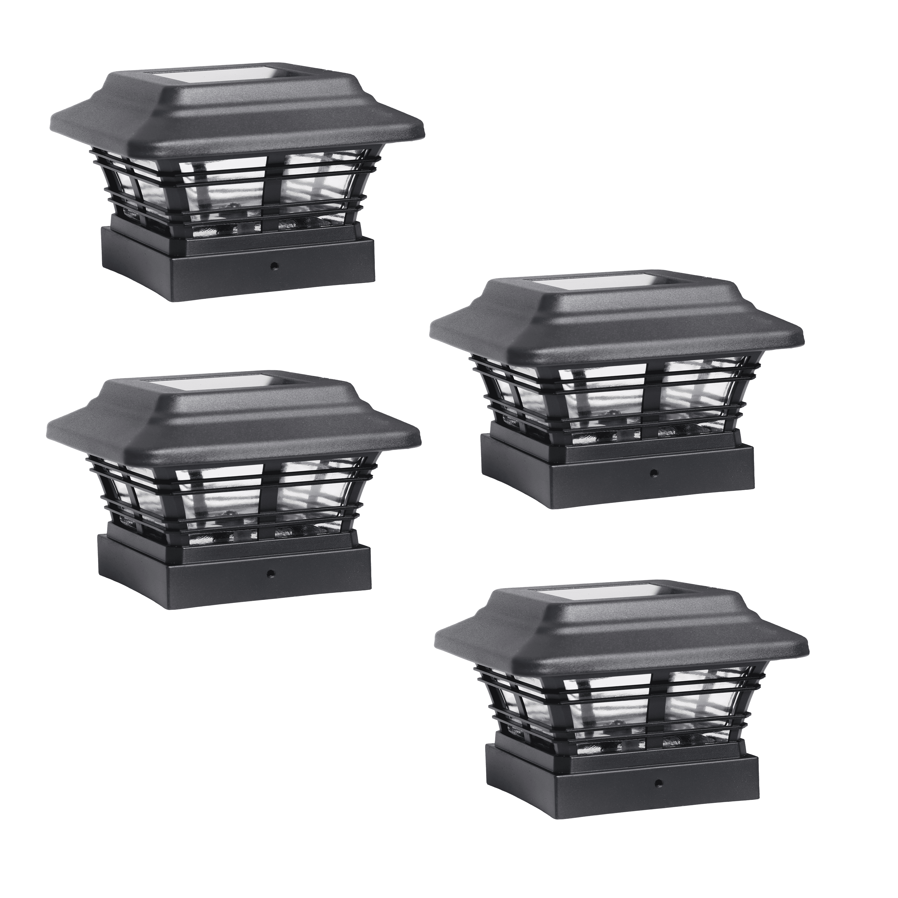 Better Homes Gardens Solar Landscape Post Cap LED Light for 4 x 4, Black Finish (4-Pack)