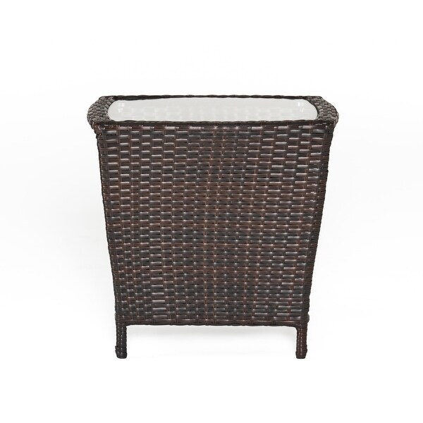 Weston Outdoor Wicker Side Table with Glass Top by Christopher Knight Home