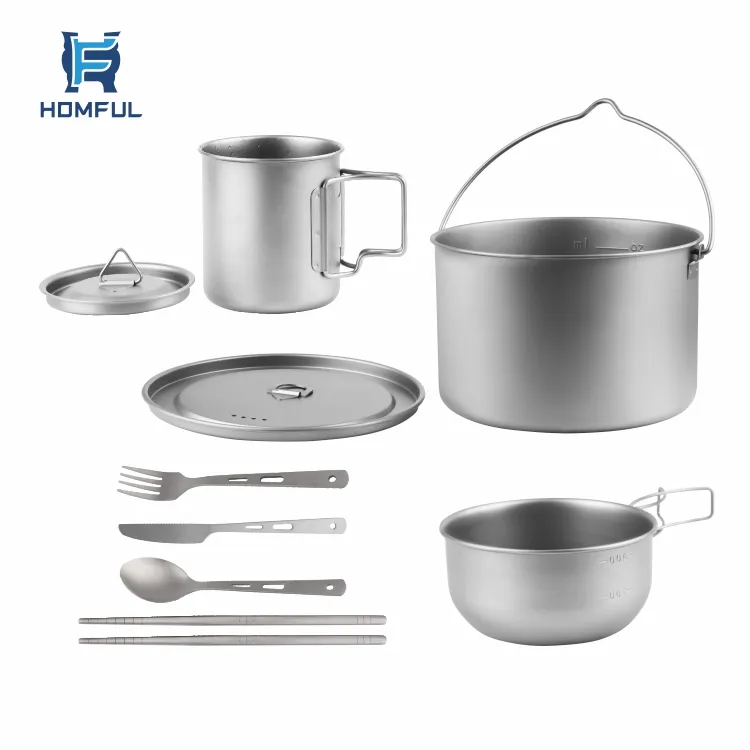 HOMFU Lightweight Nonstick Camping Picnic Pot Camping Cookware Sets for Hiking