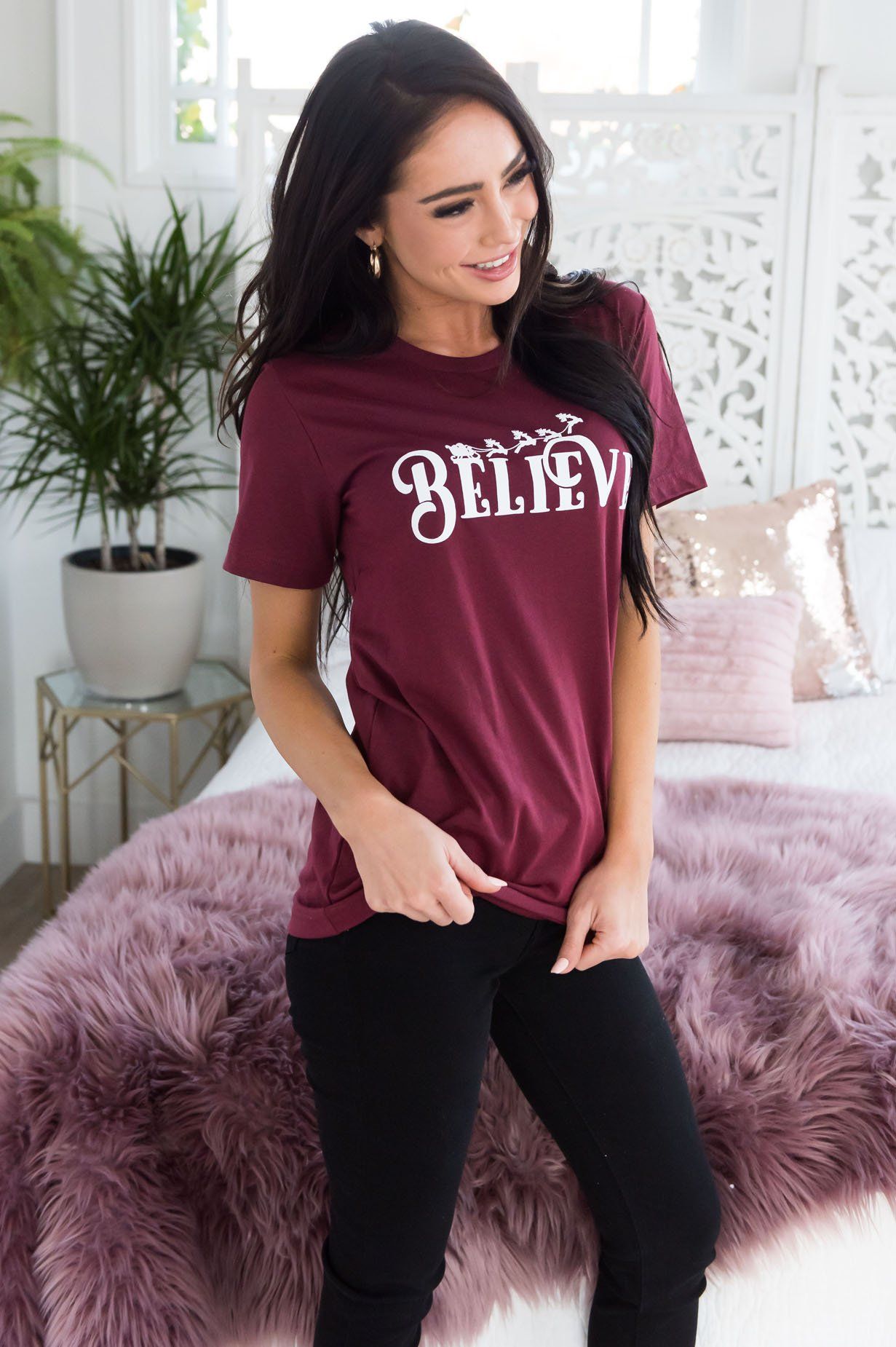 Believe In Santa Christmas Modest Tee