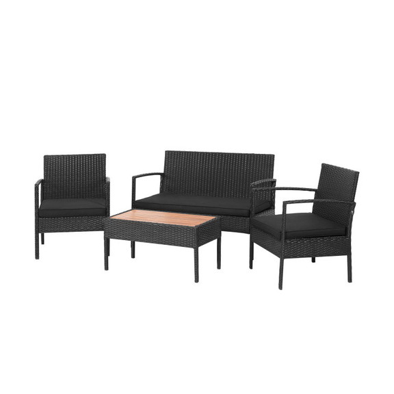 Costway 20963174 4 Pieces Patio Rattan Cushioned F...