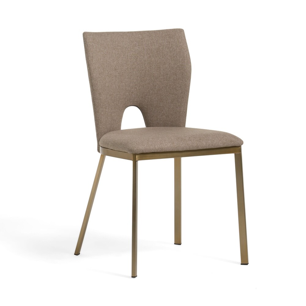 Modrest Burton Modern Beige   Brass Dining Chair (Set of 2)