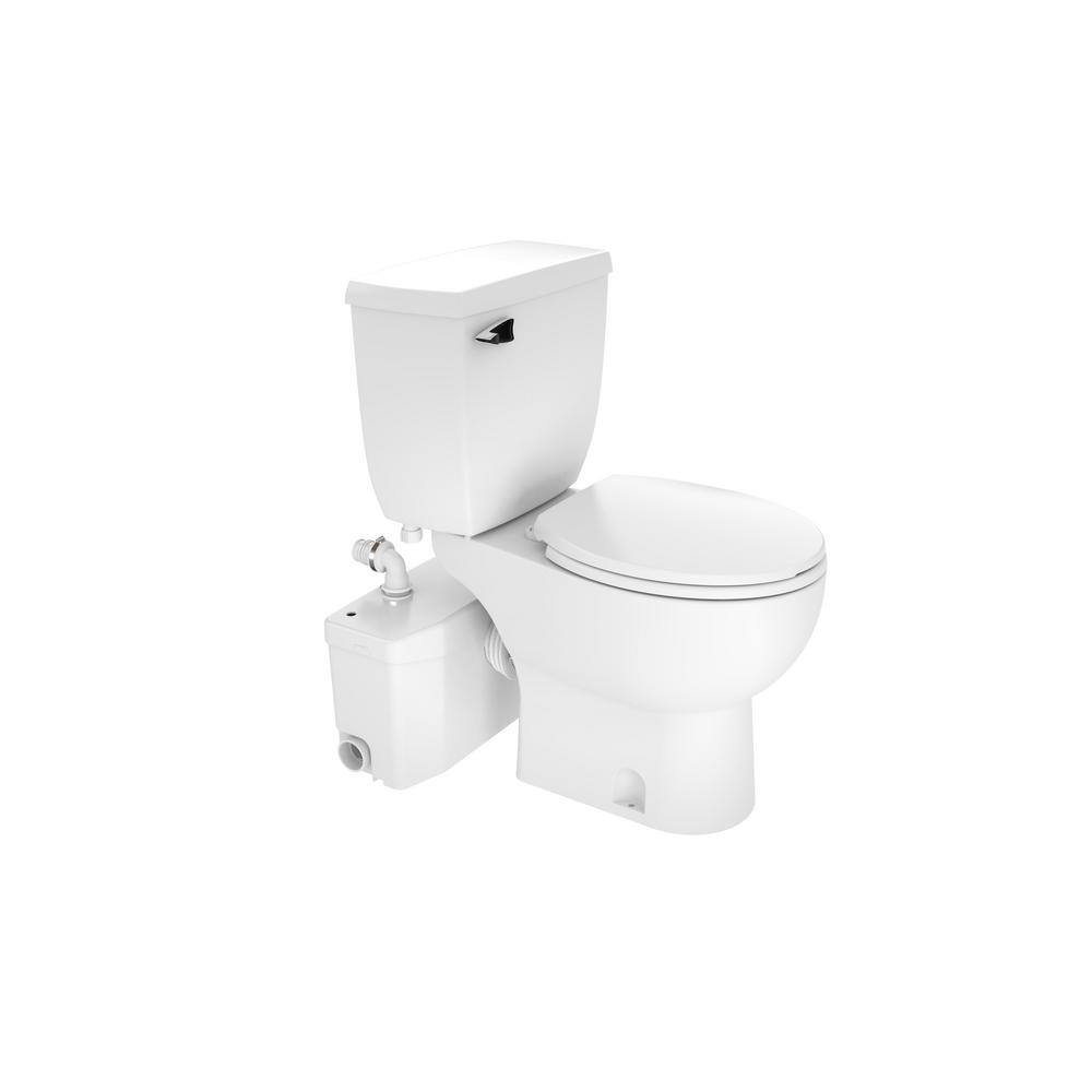 Saniflo SaniPlus 2-Piece 1.28 Gal. Single Flush Round Toilet with 0.5 HP Macerator Pump in White 002.083.005