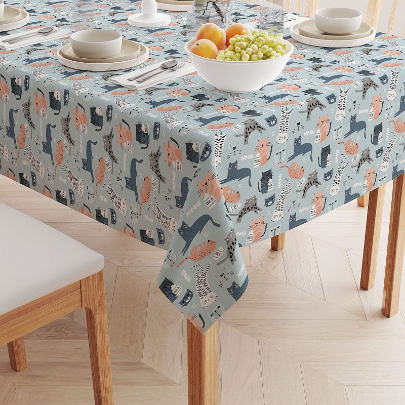 Square Tablecloth， 100% Polyester， 54x54， Cats Background