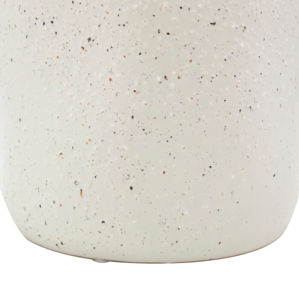 Cream Ceramic Abstract Wavy Vase with Textured Speckled Detailing