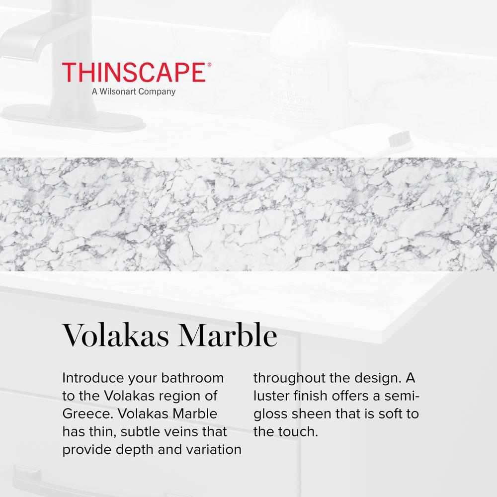 THINSCAPE 49 in W x 22 in Vanity Top in Volakas Marble with White Rectangular Single Sink and Single Hole for Faucet