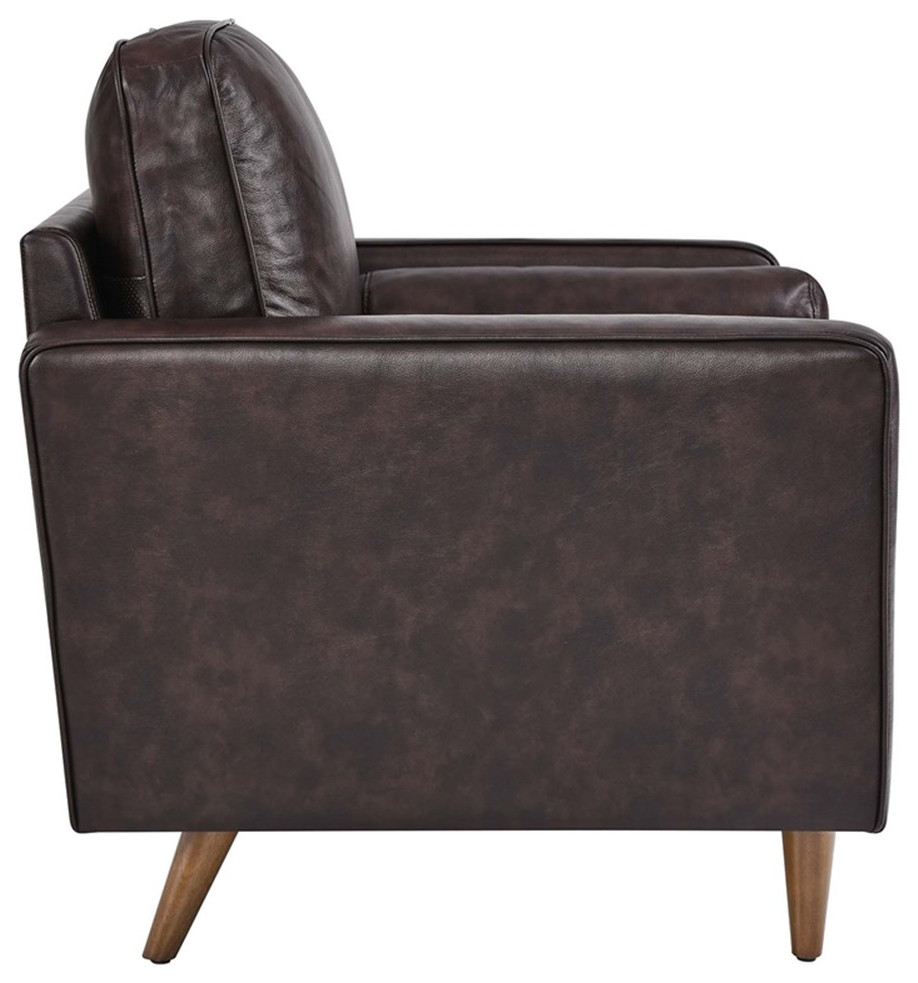 Modway Valour Modern Style Leather and Dense Foam Armchair in Brown Finish   Midcentury   Armchairs And Accent Chairs   by Homesquare  Houzz