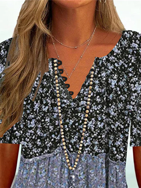 Women's Half Sleeve V-neck Floral Printed Tops