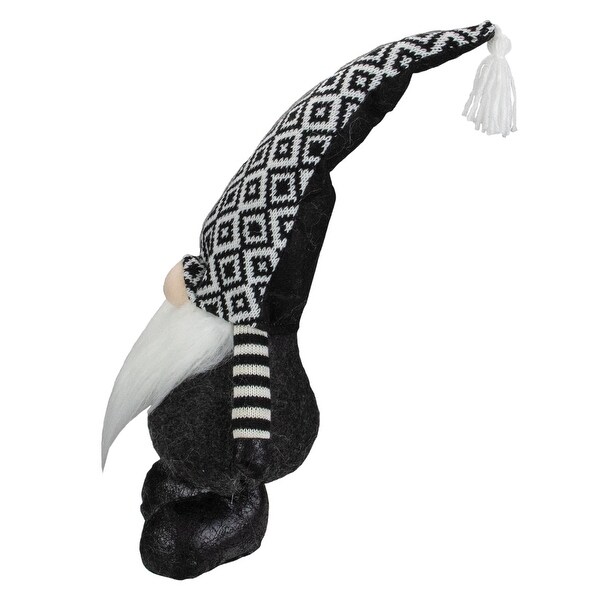 17 Black and White Plush Knit Gnome Christmas Figure