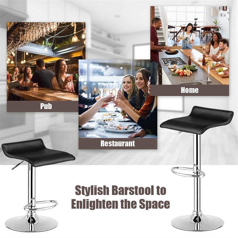 2-Pack Modern Swivel Bar Stools, Adjustable Height PU Leather Backless Counter Stools, Kitchen Dining Chairs