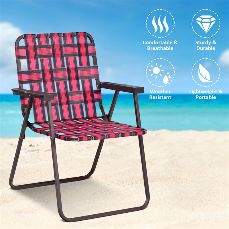 6-Pack Folding Beach Chairs, Fade Resistant Webbing Design, Portable Camping Chair, Foldable Patio Chair, Outdoor Lawn Chair