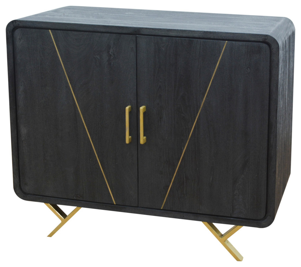 Belaire 32 quot2 Door Wood Cabinet   Midcentury   Accent Chests And Cabinets   by Crestview Collection  Houzz