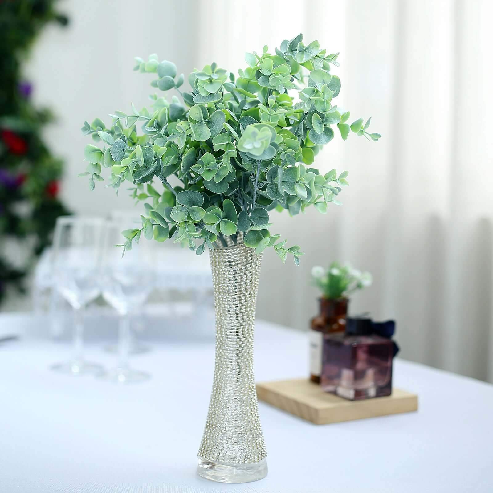 3 Bushes Artificial Eucalyptus Branches, Greenery Bouquet Plants 14