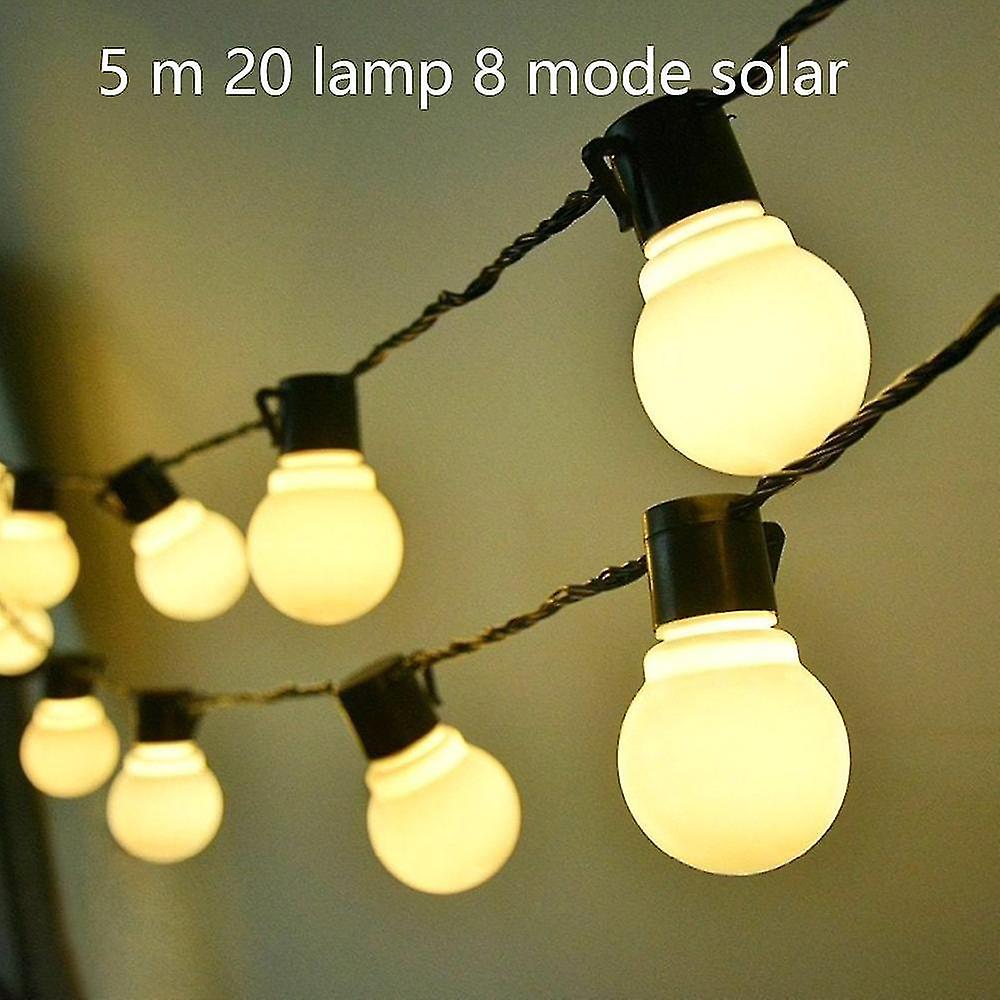 Solar Powered 20led String Lights， 5m Durable String Lights， Soft White