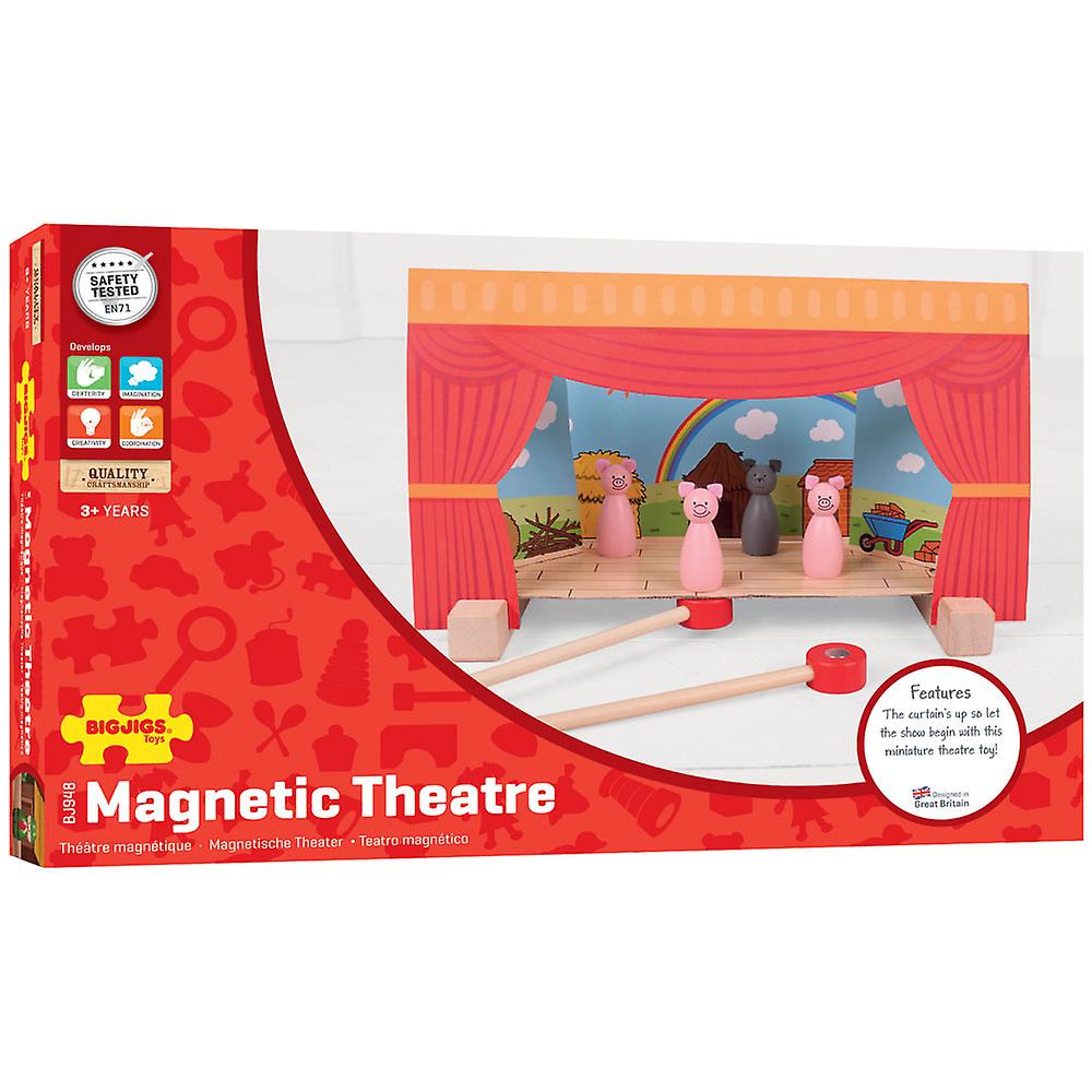 Bigjigs Toys Wooden Magnetic Theatre Puppet Show Stage Pretend Play