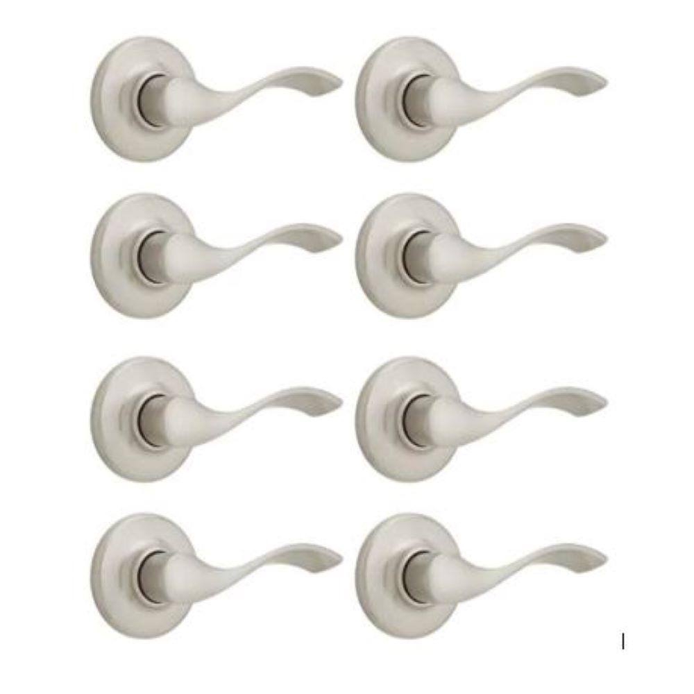 Kwikset Balboa Satin Nickel Passage Door Handle for Hall or Closet featuring Microban Technology (8-Pack) 200BL158PK