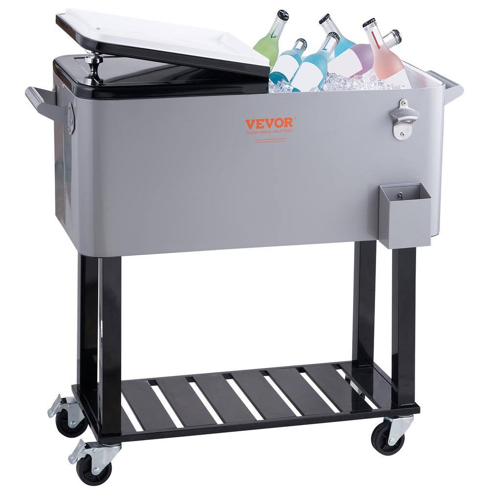 VEVOR Rolling Ice Chest Cooler Cart 80 qt. Portable Bar Drink Cooler Beverage Bar Stand Up Cooler FMPTHWLQTCK80JFAVV0