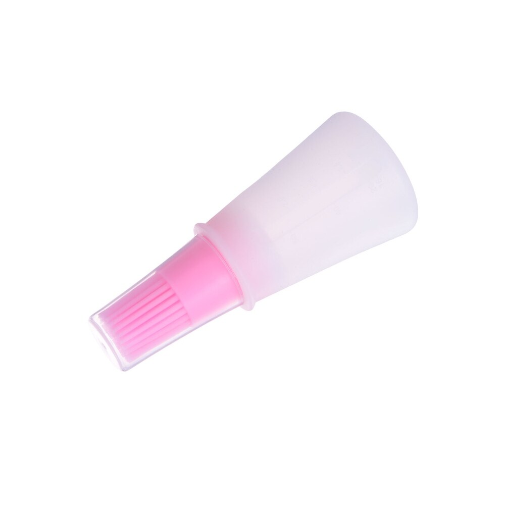 Silicone Pressing Bottle Oil Brush with Cap for Barbecue Cooking Baking  Pink