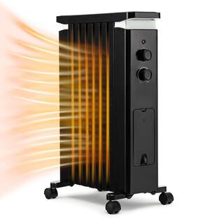 Costway 1500-Watt Black Electric Oil Filled Radiator Heater Space Heater with Heat Settings ES10202US-BK