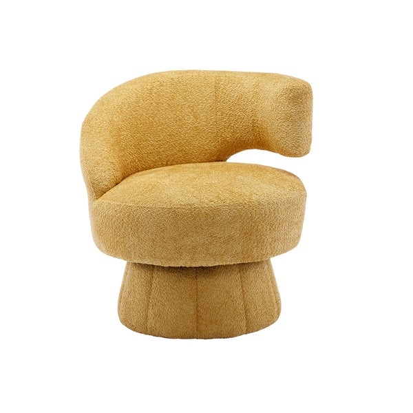 360 Degree Swivel Barrel Accent Chair， Unique Design Chenille Chair， Lazy Single Sofa for Living Room