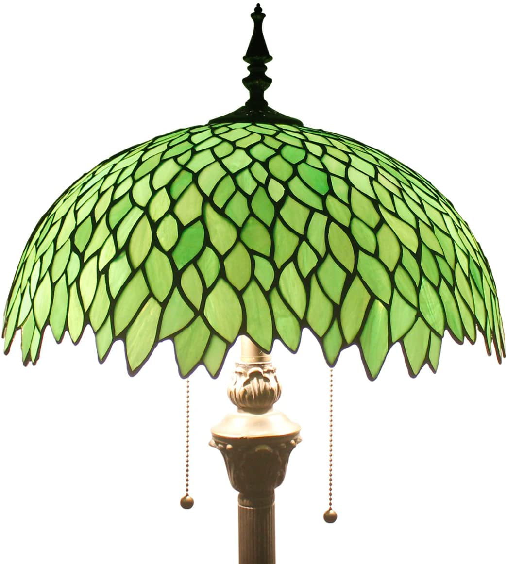 Tiffany Floor Lamp Green Wisteria Stained Glass Standing Reading Light 16X16X64 Inches Antique Style Pole Corner Lamp Decor Bedroom Living Room Home Office S523 Series