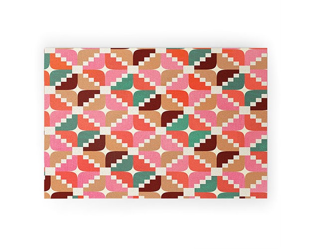 Showmemars Winter Retro Quilt Pattern Welcome Mat society6