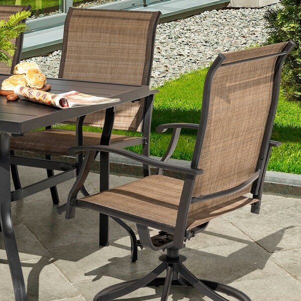 Outdoor 7Piece Dining Set，Textilene Fabric，Powdercoated Iron Frame