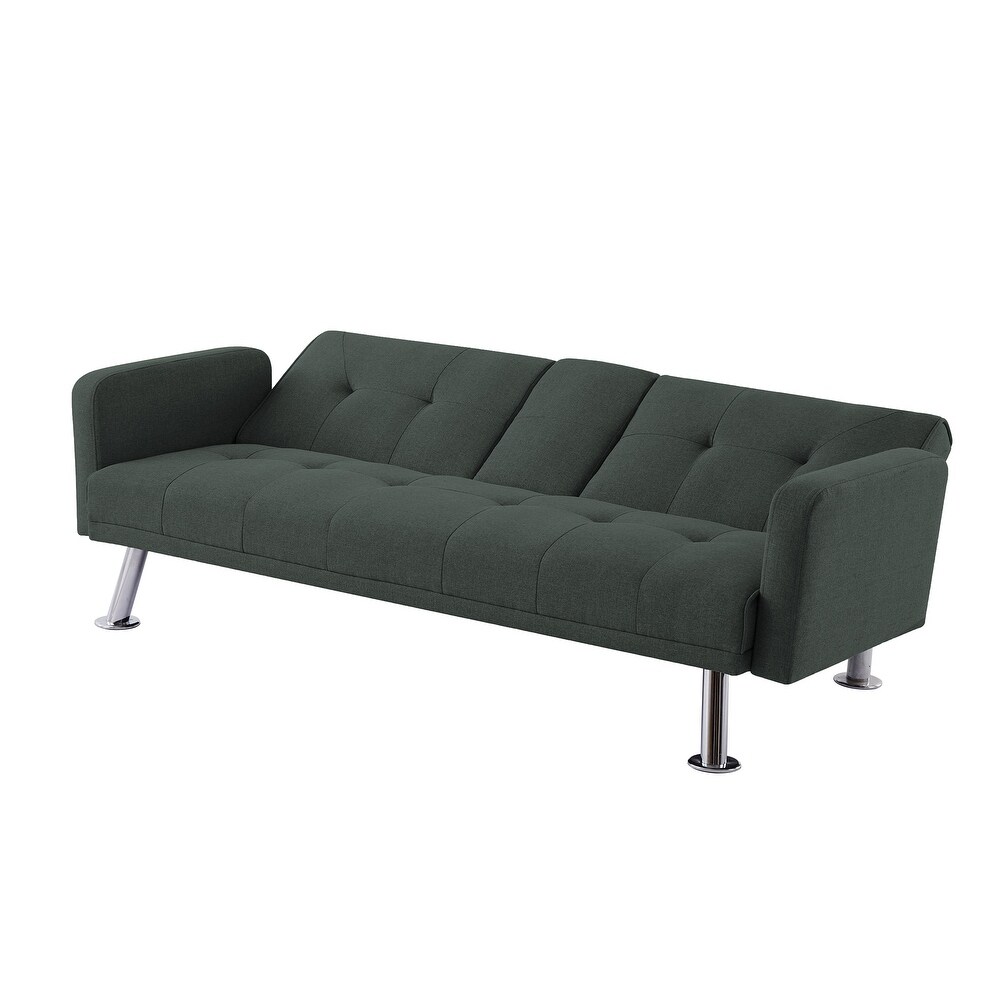 Convertible Folding Sofa Bed Loveseat with Armrest   Tufted Back  Modern Fabric Sleeper Sofa Couch for Living Room