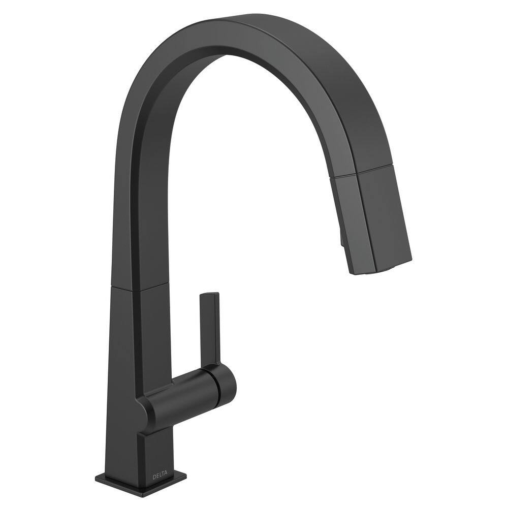 Delta Pivotal Single-Handle Pull-Down Sprayer Kitchen Faucet in Matte Black 9193-BL-DST