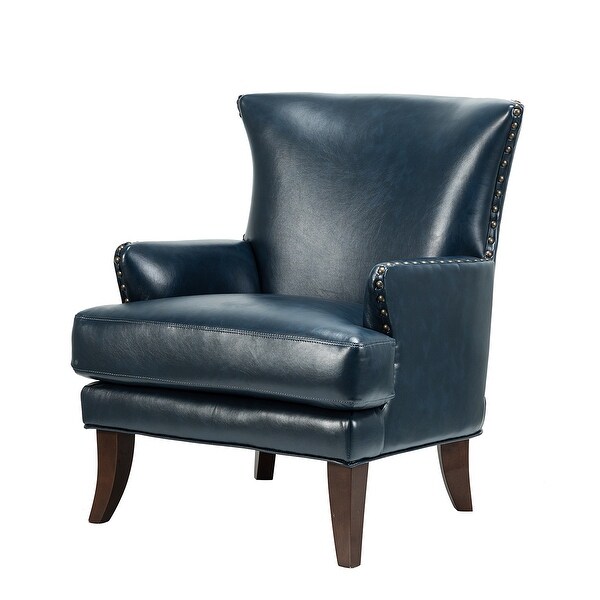 Anatole Modern Leather Wingback Arm Chair with Nailhead Trim by HULALA HOME