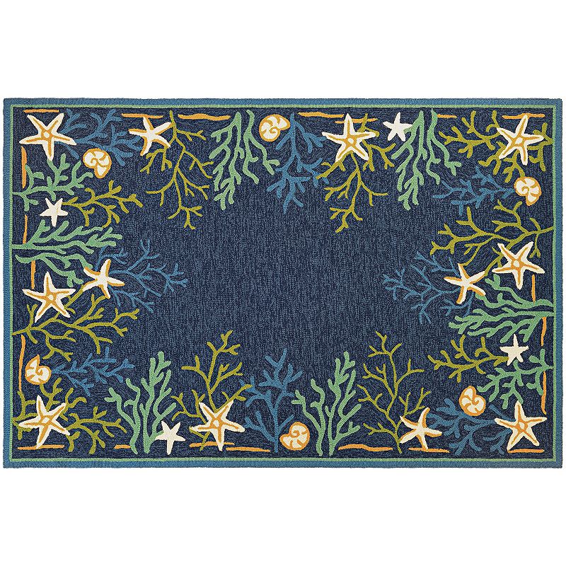 Couristan Outdoor Escape Sea Water Coral Shell Indoor Outdoor Rug