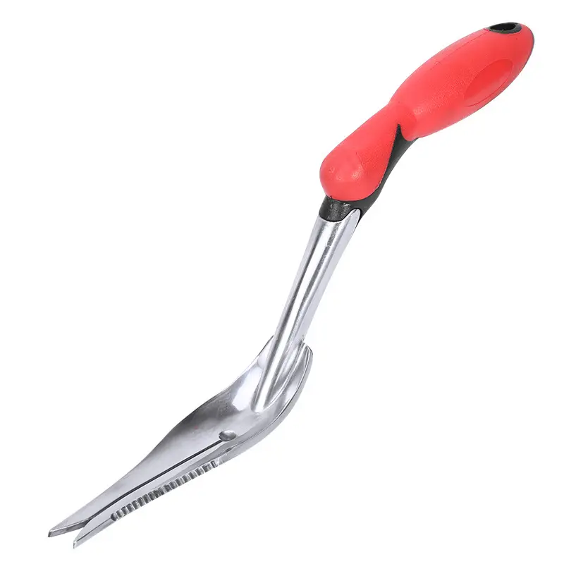 Stainless Steel Head Rubber Handle Garden Plant Transplanter Weeding Tools Sawtooth Hand Weeder