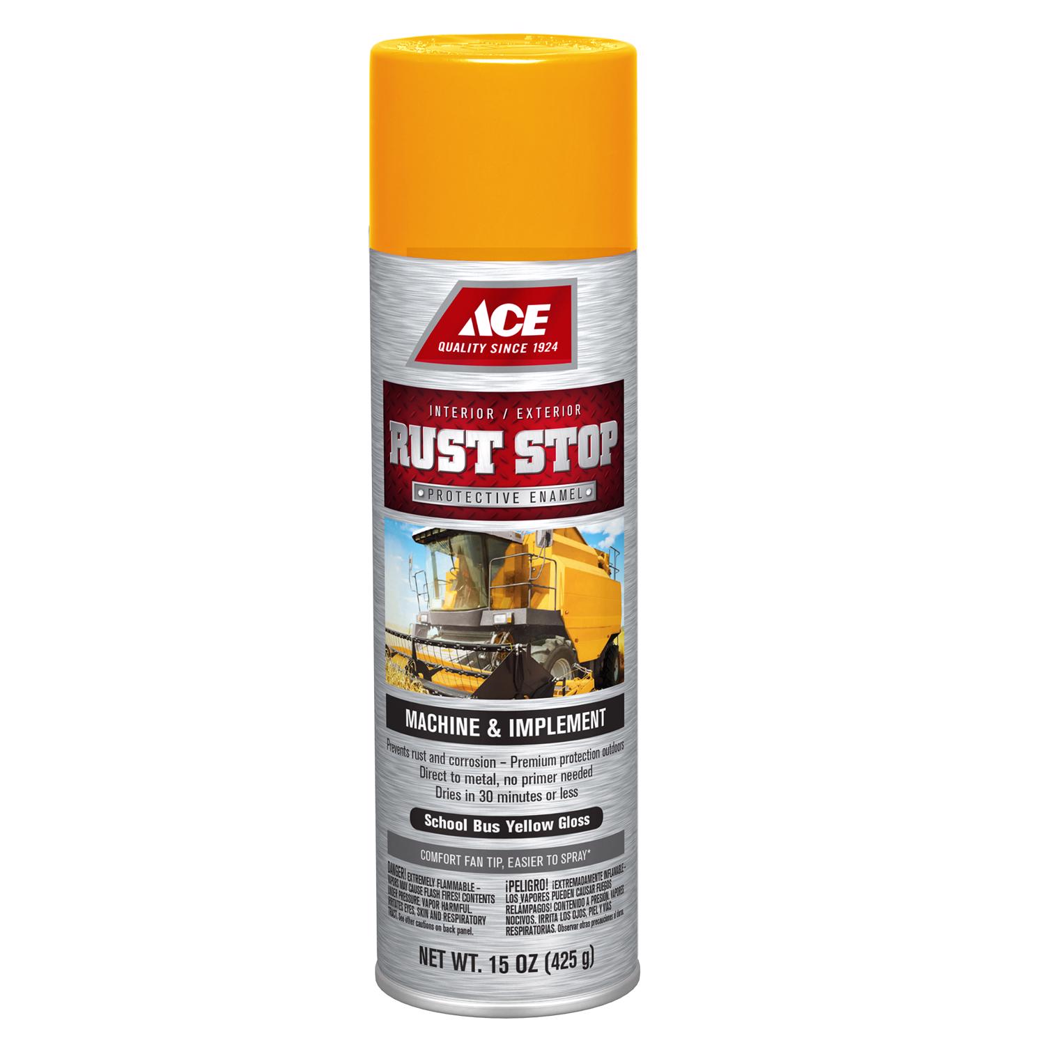 Ace Rust Stop Machine \u0026 Implement Gloss School Bus Yellow Protective Enamel Spray Paint 15 oz