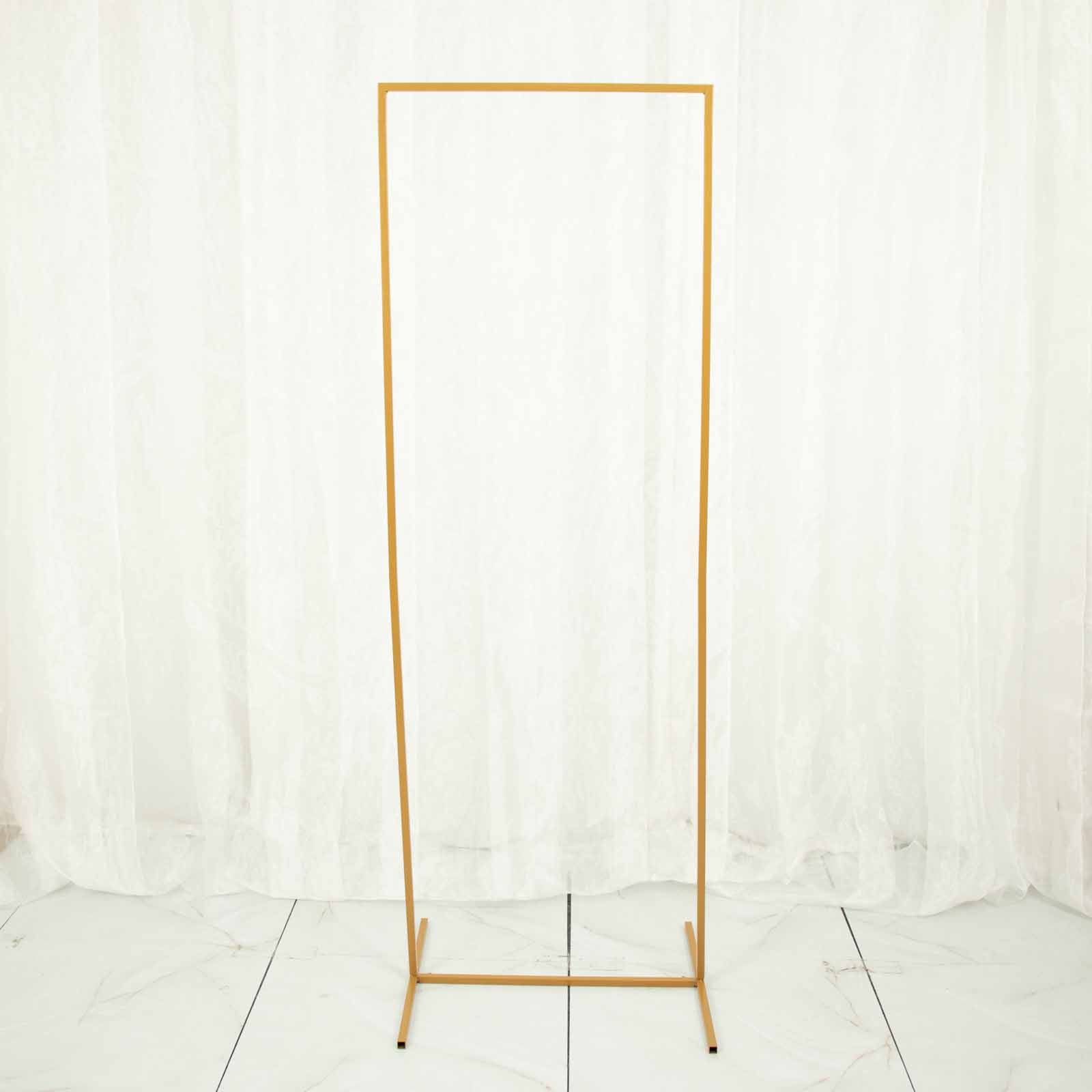 Gold Metal Frame Wedding Arch, Rectangular Backdrop Stand, Floral Display Frame 5.5ft