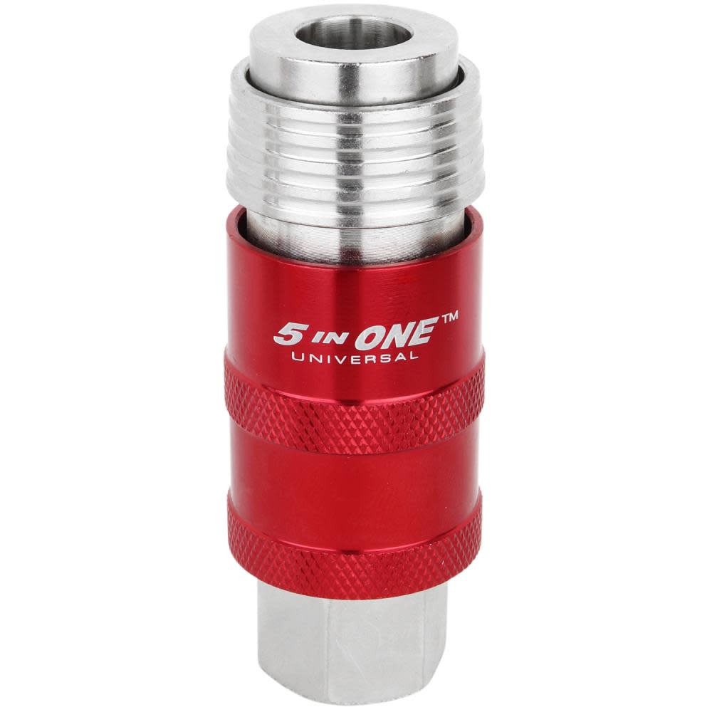 Milton® 5 In ONE™ S-1752 Universal Safety Exhaust Quick-Connect Industrial Coupler， 1/4 Body 3/8 FNPT ;