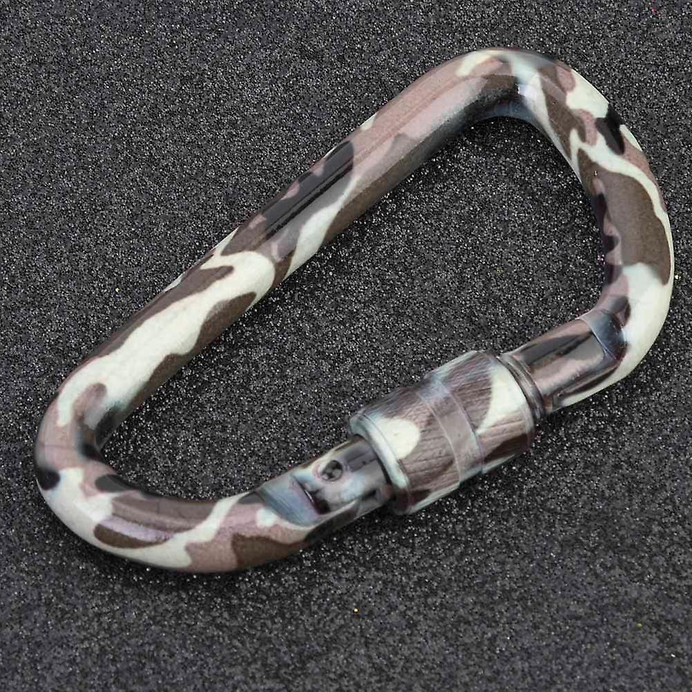 7*3.8cm Aluminium Alloy Camouflage D Shape Carabiner Outdoor Mountaineering Camping Buckle(b)