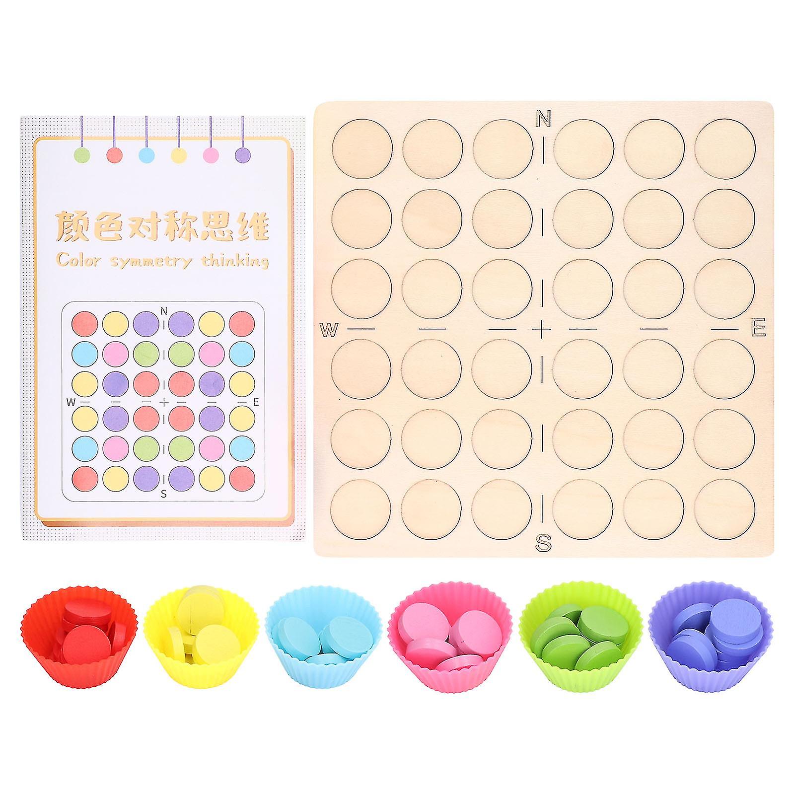 Building Blocks Funny Wooden Children Disc Color Mirror Matching Thinking Game Educational Toy Blocks