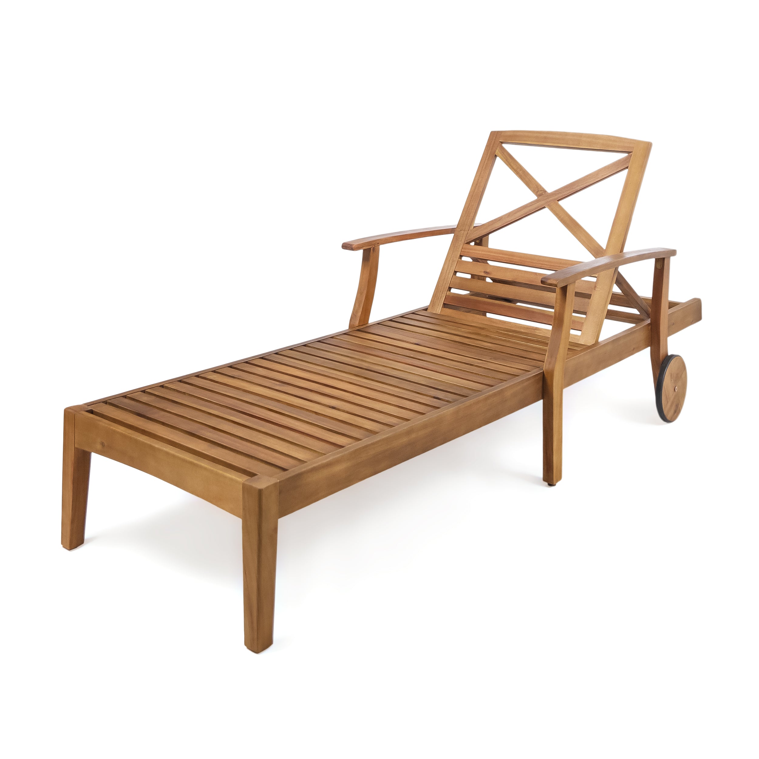 Thalia Outdoor Teak Finished Acacia Wood Chaise Lounge