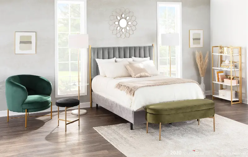 Chloe Queen Headboard in Gray Velvet