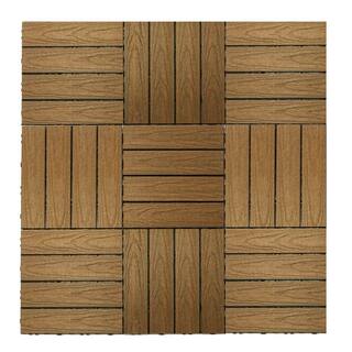 NewTechWood UltraShield Naturale 1 ft. x 1 ft. Quick Deck Outdoor Composite Deck Tile Sample in Peruvian Teak US-QD-ZX-TK-S