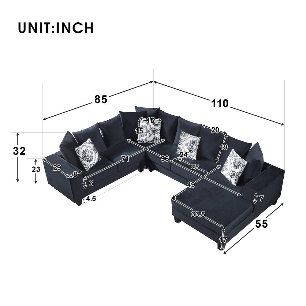 Velvet 7 Seater U Shape Modular Sectional Sofa