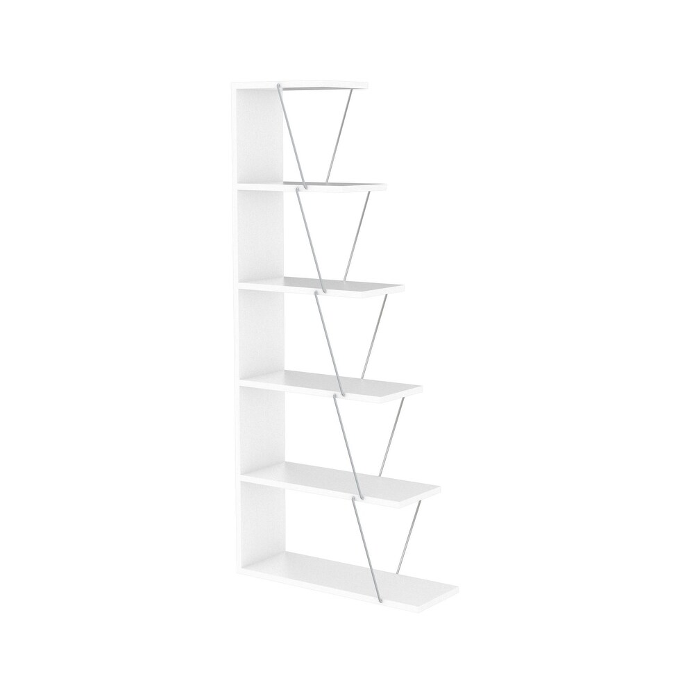 Furnish Home Store Modern 5 Tier Ladder Bookshelf Organizers  Narrow Bookshelf for Small Spaces Office Furniture Bookcase