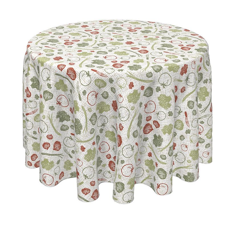 Round Tablecloth， 100% Polyester， 70 Round， Veggie Sketch