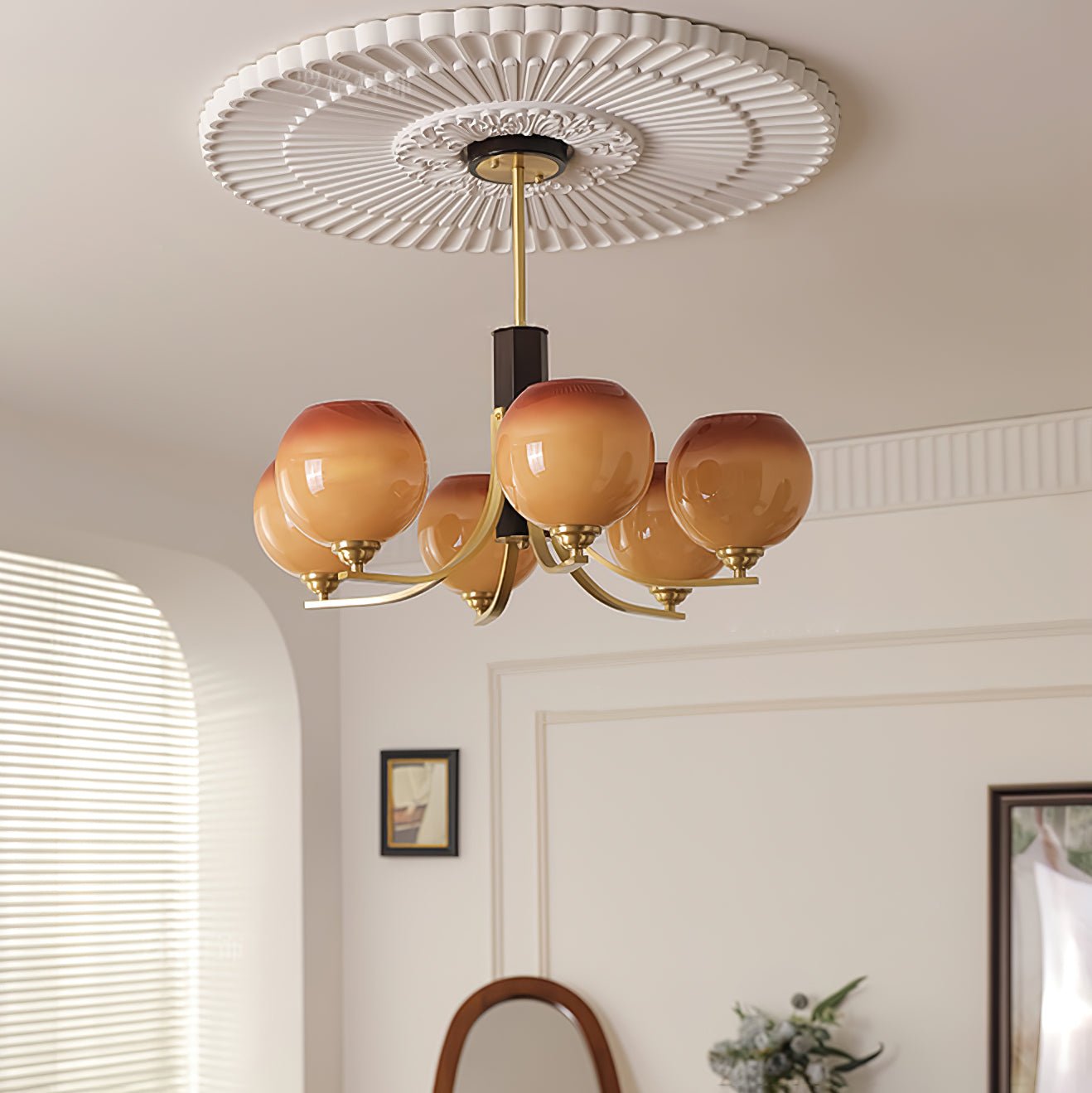 Vintage Caramel Globe Chandelier